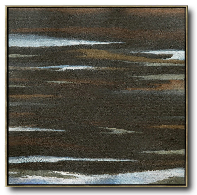 Large Abstract Painting Canvas Art,Oversized Abstract Landscape Painting,Modern Canvas Art,Brown,White,Black.etc